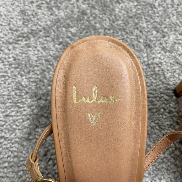 Lulus Synthetic Leather Strappy Sandals Heels Women 8.5 Nude Beige Formal Casual - Picture 8 of 13